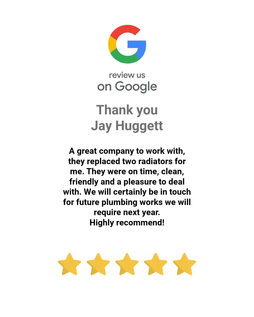 Google Review Heating and Plumbing Eastbourne pic